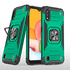 Custodia Silicone e Plastica Opaca Cover con Magnetico Anello Supporto S04 per Samsung Galaxy A01 SM-A015 Verde Notte