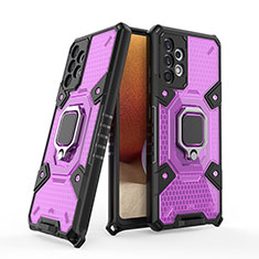 Custodia Silicone e Plastica Opaca Cover con Magnetico Anello Supporto S04 per Samsung Galaxy M32 5G Viola