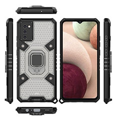 Custodia Silicone e Plastica Opaca Cover con Magnetico Anello Supporto S05 per Samsung Galaxy A02s Nero