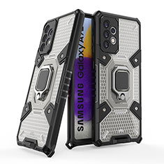 Custodia Silicone e Plastica Opaca Cover con Magnetico Anello Supporto S05 per Samsung Galaxy A72 4G Nero