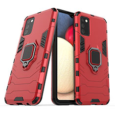 Custodia Silicone e Plastica Opaca Cover con Magnetico Anello Supporto S06 per Samsung Galaxy M02s Rosso