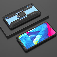 Custodia Silicone e Plastica Opaca Cover con Magnetico Anello Supporto S06 per Samsung Galaxy M10 Nero