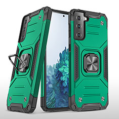 Custodia Silicone e Plastica Opaca Cover con Magnetico Anello Supporto T04 per Samsung Galaxy S22 5G Verde