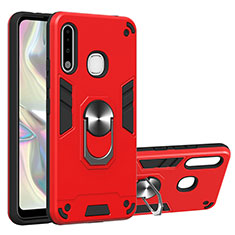 Custodia Silicone e Plastica Opaca Cover con Magnetico Anello Supporto Y01B per Samsung Galaxy A70E Rosso