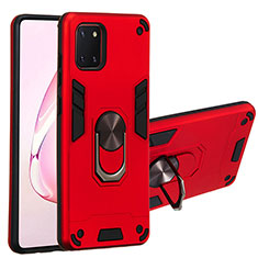 Custodia Silicone e Plastica Opaca Cover con Magnetico Anello Supporto Y01B per Samsung Galaxy M60s Rosso