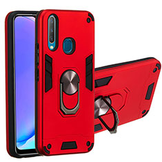 Custodia Silicone e Plastica Opaca Cover con Magnetico Anello Supporto Y01B per Vivo Y11 Rosso