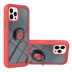 Custodia Silicone e Plastica Opaca Cover con Magnetico Anello Supporto YB1 per Apple iPhone 13 Pro Rosso