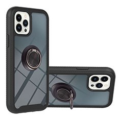 Custodia Silicone e Plastica Opaca Cover con Magnetico Anello Supporto YB1 per Apple iPhone 16 Pro Nero