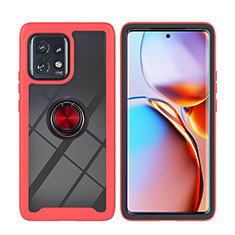 Custodia Silicone e Plastica Opaca Cover con Magnetico Anello Supporto YB1 per Motorola Moto Edge 40 Pro 5G Rosso