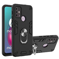 Custodia Silicone e Plastica Opaca Cover con Magnetico Anello Supporto YB1 per Motorola Moto G20 Nero