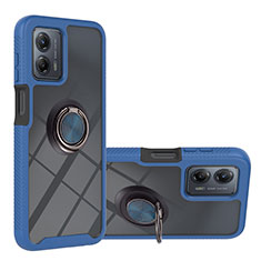 Custodia Silicone e Plastica Opaca Cover con Magnetico Anello Supporto YB1 per Motorola Moto G53y 5G Blu