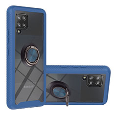 Custodia Silicone e Plastica Opaca Cover con Magnetico Anello Supporto YB1 per Samsung Galaxy A42 5G Blu