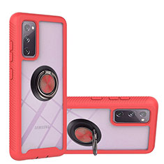 Custodia Silicone e Plastica Opaca Cover con Magnetico Anello Supporto YB1 per Samsung Galaxy S20 FE 4G Rosso