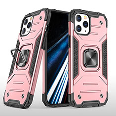Custodia Silicone e Plastica Opaca Cover con Magnetico Anello Supporto YF1 per Apple iPhone 13 Pro Oro Rosa