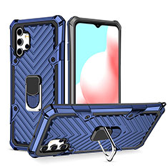 Custodia Silicone e Plastica Opaca Cover con Magnetico Anello Supporto YF1 per Samsung Galaxy A32 4G Blu