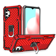 Custodia Silicone e Plastica Opaca Cover con Magnetico Anello Supporto YF1 per Samsung Galaxy A32 4G Rosso