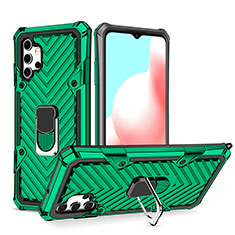Custodia Silicone e Plastica Opaca Cover con Magnetico Anello Supporto YF1 per Samsung Galaxy A32 5G Verde