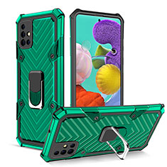 Custodia Silicone e Plastica Opaca Cover con Magnetico Anello Supporto YF1 per Samsung Galaxy A51 4G Verde