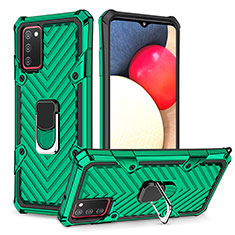 Custodia Silicone e Plastica Opaca Cover con Magnetico Anello Supporto YF1 per Samsung Galaxy F02S SM-E025F Verde