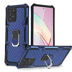 Custodia Silicone e Plastica Opaca Cover con Magnetico Anello Supporto YF1 per Samsung Galaxy M80S Blu