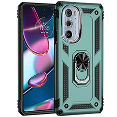 Custodia Silicone e Plastica Opaca Cover con Magnetico Anello Supporto Z01 per Motorola Moto Edge 30 Pro 5G Verde