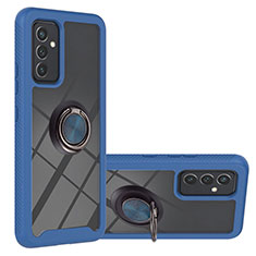 Custodia Silicone e Plastica Opaca Cover con Magnetico Anello Supporto ZJ1 per Samsung Galaxy A15 4G Blu