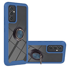 Custodia Silicone e Plastica Opaca Cover con Magnetico Anello Supporto ZJ1 per Samsung Galaxy F34 5G Blu