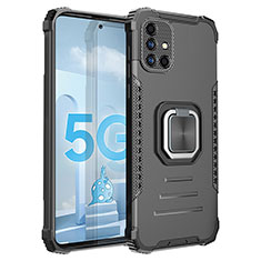 Custodia Silicone e Plastica Opaca Cover con Magnetico Anello Supporto ZJ2 per Samsung Galaxy A51 5G Nero
