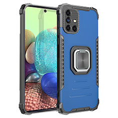 Custodia Silicone e Plastica Opaca Cover con Magnetico Anello Supporto ZJ2 per Samsung Galaxy A71 4G A715 Blu