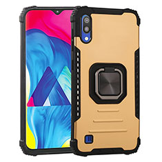 Custodia Silicone e Plastica Opaca Cover con Magnetico Anello Supporto ZJ2 per Samsung Galaxy M10 Oro