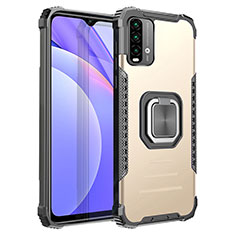 Custodia Silicone e Plastica Opaca Cover con Magnetico Anello Supporto ZJ2 per Xiaomi Redmi 9 Power Oro