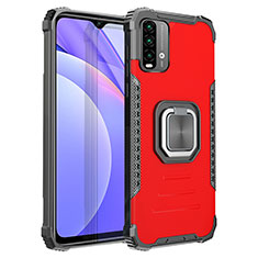 Custodia Silicone e Plastica Opaca Cover con Magnetico Anello Supporto ZJ2 per Xiaomi Redmi 9 Power Rosso