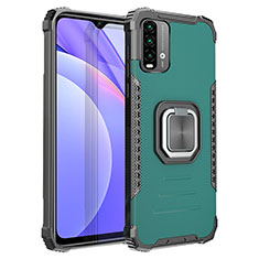 Custodia Silicone e Plastica Opaca Cover con Magnetico Anello Supporto ZJ2 per Xiaomi Redmi 9 Power Verde