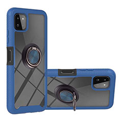 Custodia Silicone e Plastica Opaca Cover con Magnetico Anello Supporto ZJ5 per Samsung Galaxy A22 5G Blu