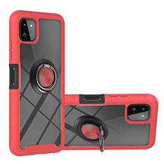 Custodia Silicone e Plastica Opaca Cover con Magnetico Anello Supporto ZJ5 per Samsung Galaxy A22 5G Rosso