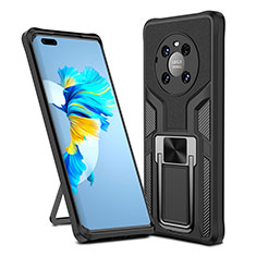 Custodia Silicone e Plastica Opaca Cover con Magnetico Anello Supporto ZL1 per Huawei Mate 40 Pro Nero