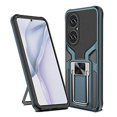 Custodia Silicone e Plastica Opaca Cover con Magnetico Anello Supporto ZL1 per Huawei P50 Pro Ciano