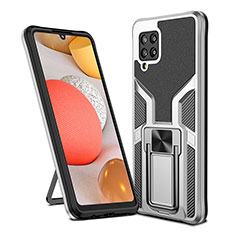 Custodia Silicone e Plastica Opaca Cover con Magnetico Anello Supporto ZL1 per Samsung Galaxy A42 5G Argento
