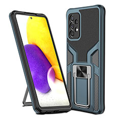 Custodia Silicone e Plastica Opaca Cover con Magnetico Anello Supporto ZL1 per Samsung Galaxy A72 4G Ciano