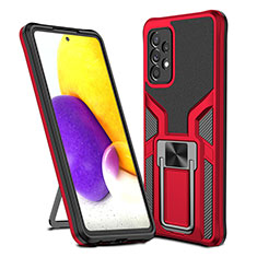 Custodia Silicone e Plastica Opaca Cover con Magnetico Anello Supporto ZL1 per Samsung Galaxy A72 4G Rosso