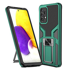 Custodia Silicone e Plastica Opaca Cover con Magnetico Anello Supporto ZL1 per Samsung Galaxy A72 4G Verde