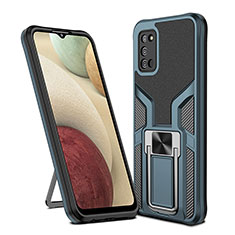 Custodia Silicone e Plastica Opaca Cover con Magnetico Anello Supporto ZL1 per Samsung Galaxy M02s Ciano