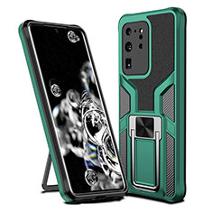 Custodia Silicone e Plastica Opaca Cover con Magnetico Anello Supporto ZL1 per Samsung Galaxy S20 Ultra Verde