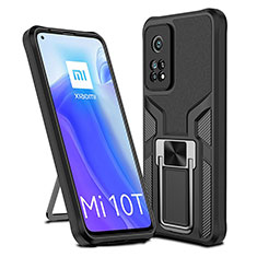 Custodia Silicone e Plastica Opaca Cover con Magnetico Anello Supporto ZL1 per Xiaomi Mi 10T 5G Nero