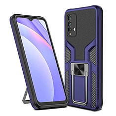 Custodia Silicone e Plastica Opaca Cover con Magnetico Anello Supporto ZL1 per Xiaomi Redmi 9 Power Blu