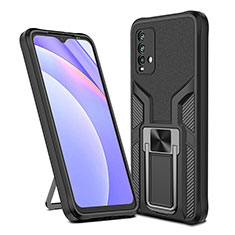 Custodia Silicone e Plastica Opaca Cover con Magnetico Anello Supporto ZL1 per Xiaomi Redmi 9 Power Nero