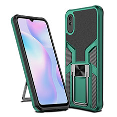 Custodia Silicone e Plastica Opaca Cover con Magnetico Anello Supporto ZL1 per Xiaomi Redmi 9AT Verde