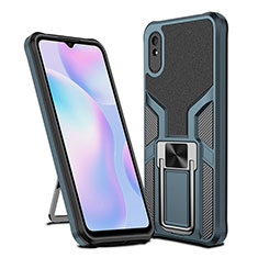 Custodia Silicone e Plastica Opaca Cover con Magnetico Anello Supporto ZL1 per Xiaomi Redmi 9i Ciano