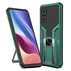 Custodia Silicone e Plastica Opaca Cover con Magnetico Anello Supporto ZL1 per Xiaomi Redmi K40 5G Verde