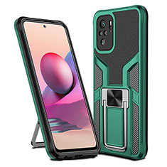 Custodia Silicone e Plastica Opaca Cover con Magnetico Anello Supporto ZL1 per Xiaomi Redmi Note 10 4G Verde